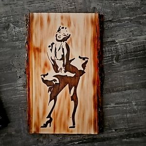 Handmade woodburned Marilyn Monroe plaque